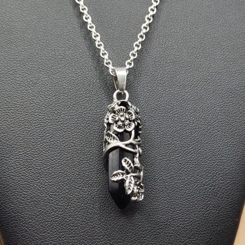 925 Silver Necklace W/ Purple Amythest Crytsal Floral Anniversary Birthday Gift